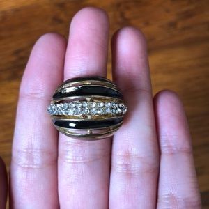 Gold and black ring with diamonds